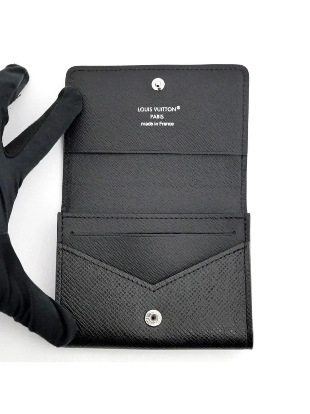 Louis Vuitton Card Case Envelope Business Holder NM Taiga Black